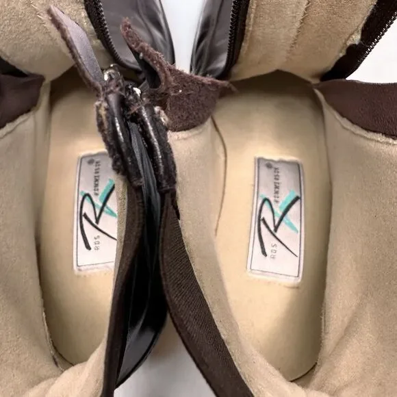 Ros Hammerson Womens Boots 7N Ankle Height Brown Leather Zip Butter Soft Booties - Picture 11 of 15